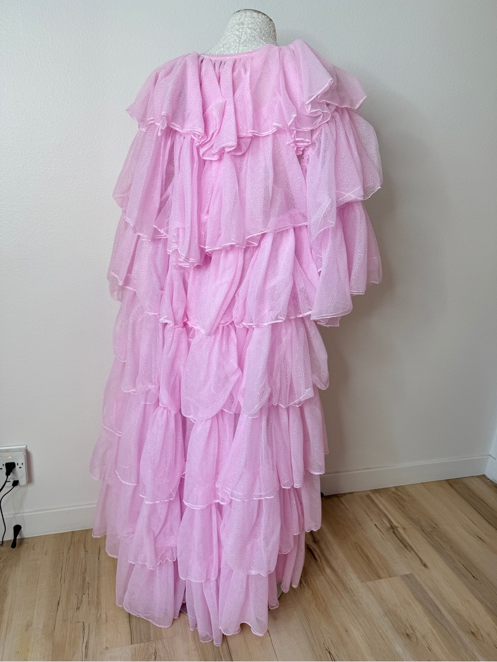 Pink Layered Ruffle Cape Coat - Picture 2 of 5